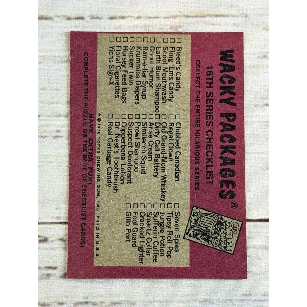 WACKY PACKAGES‎ 1976 1977 16th SERIES 16 REAL GARBAGE PUZZLE M/L NMMT/MINT